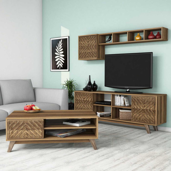 Hanah Home Inci - Conjunto de muebles de salón Nogal Hanah Home Inci - Conjunto de muebles de salón Nogal